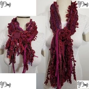 Burgundy Mix Yarn Scarf 60 inch